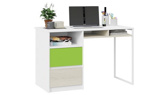 Стол письменный Сканди СМ-386.15.02-20 (Дуб Гарден, Белая, Зеленый) в Сарапуле - изображение