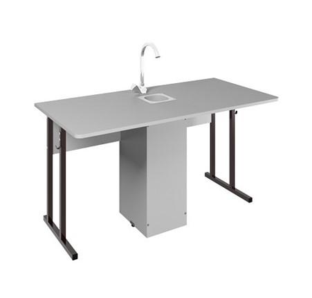 Стол ученический 2-местный для кабинета химии Стандарт 5, Пластик Серый/Коричневый в Сарапуле - изображение