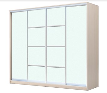 Шкаф 4-х дверный ХИТ 23-24/2-8888, с матовым стеклом, разделительные планки х2, Дуб млечный в Глазове
