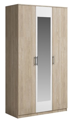 Шкаф 3 двери Светлана, с зеркалом, белый/дуб сонома в Глазове - изображение