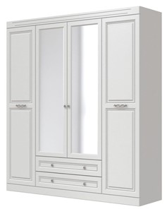 Шкаф четырехдверный в спальню Олимп ШР-4 (Белый) 2 зеркала в Сарапуле - предосмотр