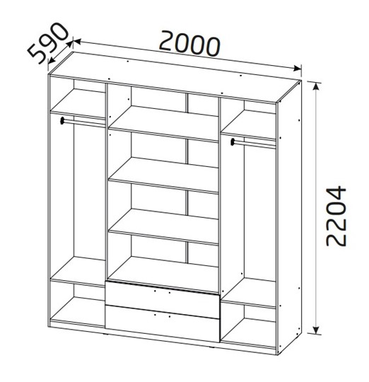 Шкаф 4-х дверный Вега с 2 ящиками в Сарапуле - изображение 1
