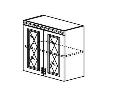 Кухонный шкаф Веста настенный двухдверный с полкой со вставкой из стекла 718*800*323мм в Сарапуле