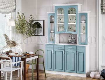 Кухонный шкаф Констанция 4-х створчатый, голубой в Ижевске