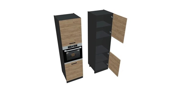 Кухонный шкаф-пенал П7 2, Дуб крафт/Антрацит в Сарапуле - изображение