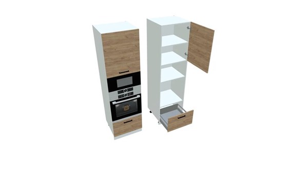 Шкаф-пенал на кухню П7 3, Дуб крафт/Белый в Сарапуле - изображение