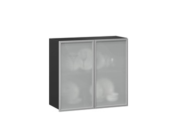 Шкаф кухонный 800, Шервуд, со стеклом ЛД 281.361.000.030, серый/черный в Сарапуле