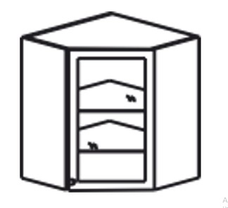 Шкаф на кухню Верона настенный угловой 918*600*600*320 мм со вставкой из стекла, глянец/софт в Сарапуле