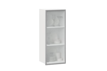 Шкаф кухонный высокий 400 Шервуд, со стеклом левый ЛД 281.421.000.121, белый/серый в Сарапуле