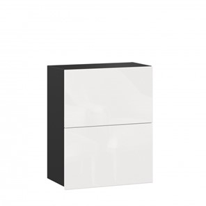 Кухонный навесной шкаф 600 горизонтальный Шервуд, ЛД 281.970.000.085, черный/белый глянец в Сарапуле