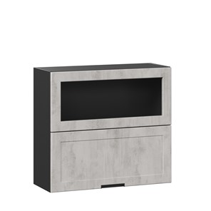 Навесной кухонный шкаф 800 горизонтальный с 2 складными дверями Джамис ЛД 296.980.000.084, Чёрный/Белый камень в Сарапуле