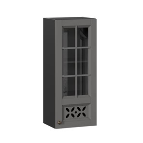 Навесной шкаф Амели-3 400 высокий со стеклом ЛД 299.420.000.042, Черный/Оникс серый в Сарапуле