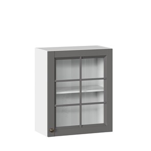 Шкаф кухонный Амели-3 600 со стеклом ЛД 299.350.000.030, Белый/Оникс серый в Сарапуле