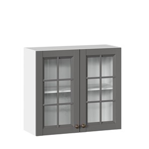 Шкаф кухонный Амели-3 800 со стеклом ЛД 299.360.000.034, Белый/Оникс серый в Сарапуле