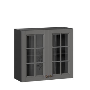 Кухонный шкаф Амели-3 800 со стеклом ЛД 299.360.000.036, Черный/Оникс серый в Сарапуле