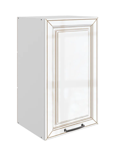Шкаф кухонный Атланта L400 Н720 (1 дв. гл.) эмаль (белый/белый глянец патина золото) в Глазове