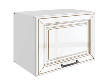 Шкаф на кухню Атланта L500 Н360 (1 дв. гл.) эмаль (белый/белый глянец патина золото) в Ижевске