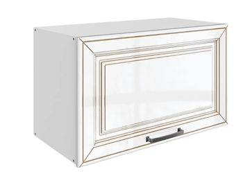 Кухонный шкаф Атланта L600 Н360 (1 дв. гл.) эмаль (белый/белый глянец патина золото) в Глазове