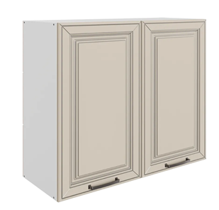 Навесной кухонный шкаф Атланта L800 Н720 (2 дв. гл.) эмаль (белый/сливки патина платина) в Сарапуле