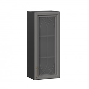 Кухонный шкаф Джелатто 400 высокий со стеклом ЛД 241.420.000.152, Черный/Оникс серый в Сарапуле