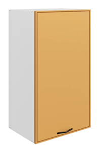 Шкаф настенный Монако L450 Н900 (1 дв. гл.), белый/охра матовый в Сарапуле