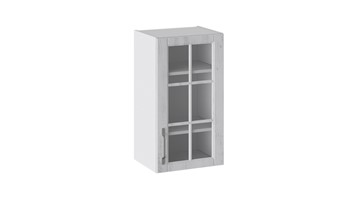 Шкаф на кухню Прованс (Белый глянец/Санторини светлый) со стеклом В_72-40_1ДРс в Сарапуле