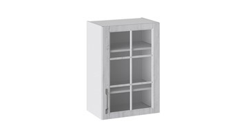 Навесной шкаф Прованс (Белый глянец/Санторини светлый) со стеклом В_72-50_1ДРс в Сарапуле