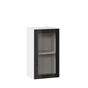Кухонный шкаф со стеклом 400 Индиго ЛД 298.320.000.102, Белый/Чёрный в Сарапуле