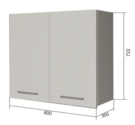Навесной кухонный шкаф В7 80, Бетон пайн/Белый в Сарапуле - изображение