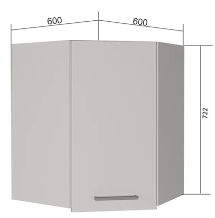 Навесной угловой шкаф ВУ7, Сатин/Белый в Сарапуле - изображение