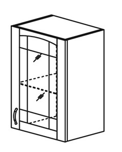 Шкаф кухонный Кантри настенный однодверный с полкой со вставкой из стекла 718*300*320мм в Сарапуле