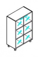 Шкаф со стеклянными дверьми Offix-NEW OMC 87.2  874x450x1329 Дуб Сонома светлый/Металлик в Сарапуле - изображение