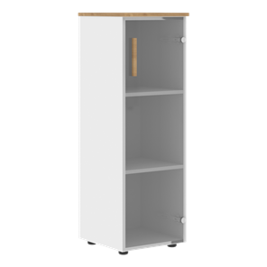 Средний шкаф колонна со стеклянной правой дверью FORTA Белый-Дуб Гамильтон FMC 40.2 (R) (399х404х801) в Сарапуле
