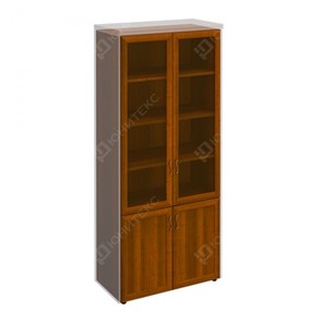 Шкаф для документов со стеклянными дверьми в рамке Мастер, темный орех (90х45х208) МТ 379 в Ижевске