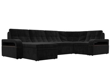 П-образный диван Лига-035, Черный (велюр) в Глазове