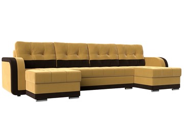 Большой П-образный диван Марсель, Желтый\Коричневый (Микровельвет) в Сарапуле
