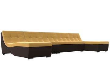 П-образный диван Монреаль, Желтый\Коричневый (Микровельвет\Экокожа) в Ижевске