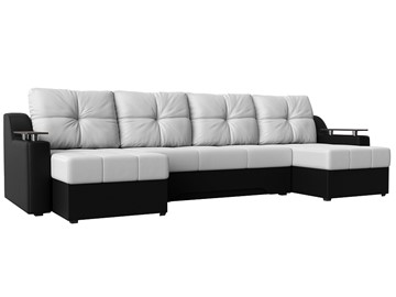 П-образный диван Сенатор, Белый/Черный (Экокожа) боннель в Сарапуле