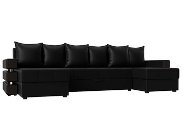 П-образный диван Венеция боннель, Черный (Экокожа) в Ижевске