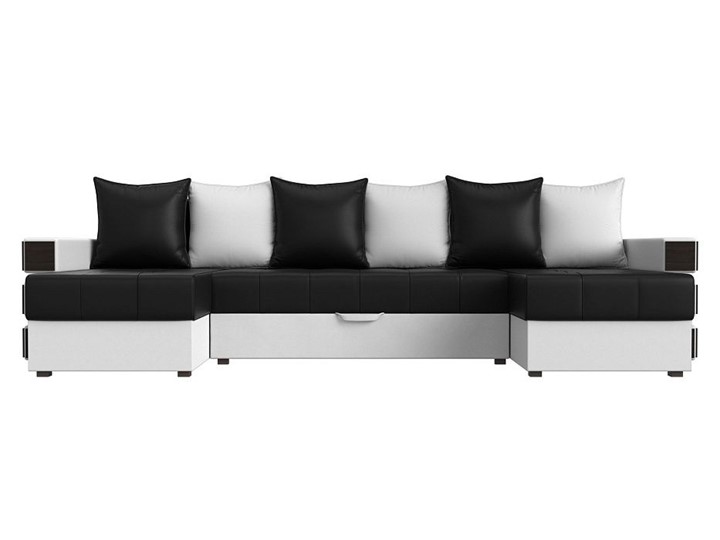 П-образный диван Венеция боннель, Черный\Белый (Экокожа) в Сарапуле - изображение 1
