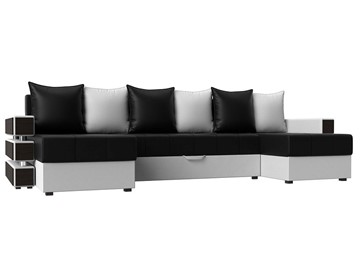П-образный диван Венеция боннель, Черный\Белый (Экокожа) в Ижевске