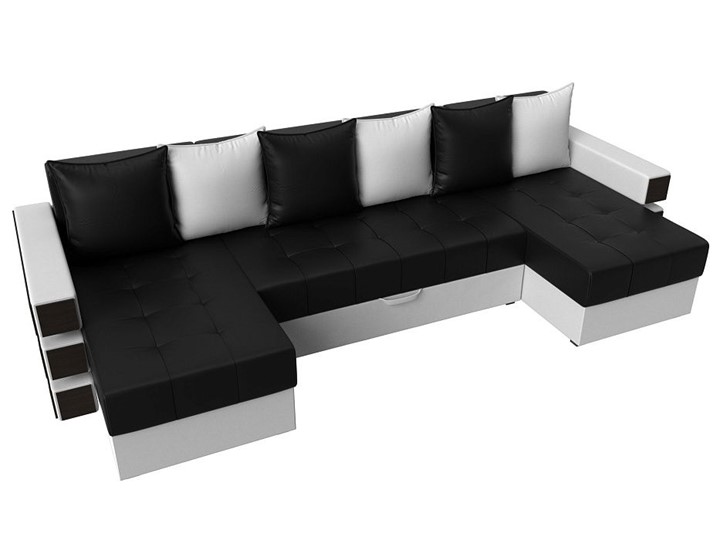 П-образный диван Венеция боннель, Черный\Белый (Экокожа) в Сарапуле - изображение 5