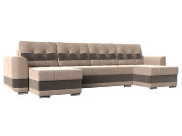 П-образный диван Честер, Бежевый/коричневый (велюр) в Сарапуле