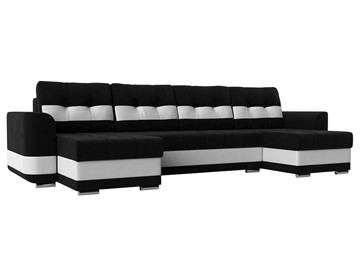 П-образный диван Честер, Черный/белый (вельвет/экокожа) в Сарапуле