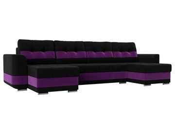 П-образный диван Честер, Черный/фиолетовый (вельвет) в Сарапуле