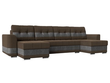 П-образный диван Честер, Коричневый/серый (рогожка) в Сарапуле