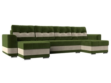 П-образный диван Честер, Зеленый/бежевый (вельвет) в Сарапуле