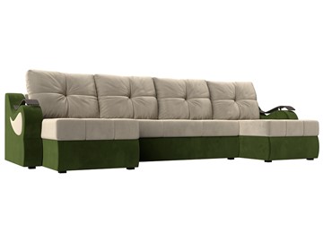 П-образный диван Меркурий П, Бежевый/зеленый (вельвет) в Сарапуле