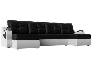 П-образный диван Меркурий П, Черный/белый (экокожа) в Сарапуле