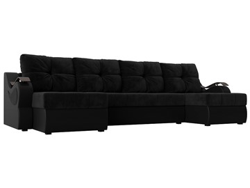 П-образный диван Меркурий П, Черный\Черный (Велюр\Экокожа) в Ижевске